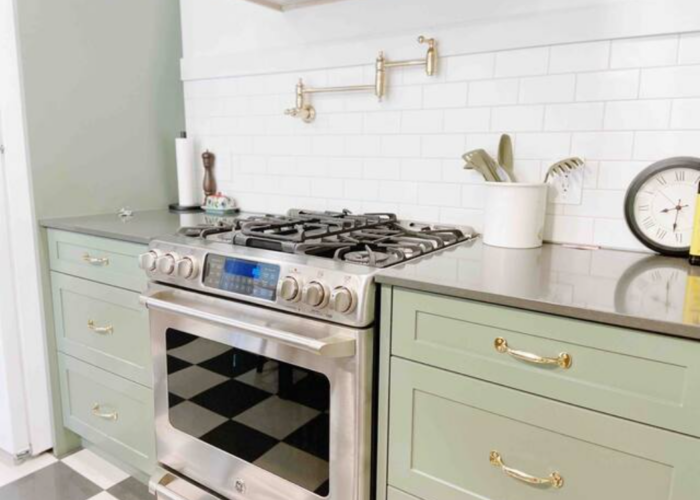 Square Foot Construction Residential Reno Bassett St green country cabinets in kitchen